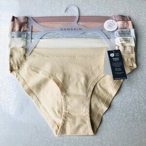 Danskin Intimates, Organic Cotton  95%  Bikinis Panties  , 5 Pack , Size : L